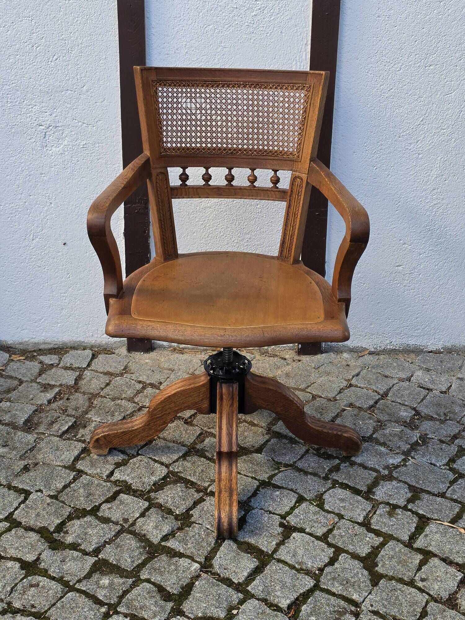 Victorian oak swivel armchair