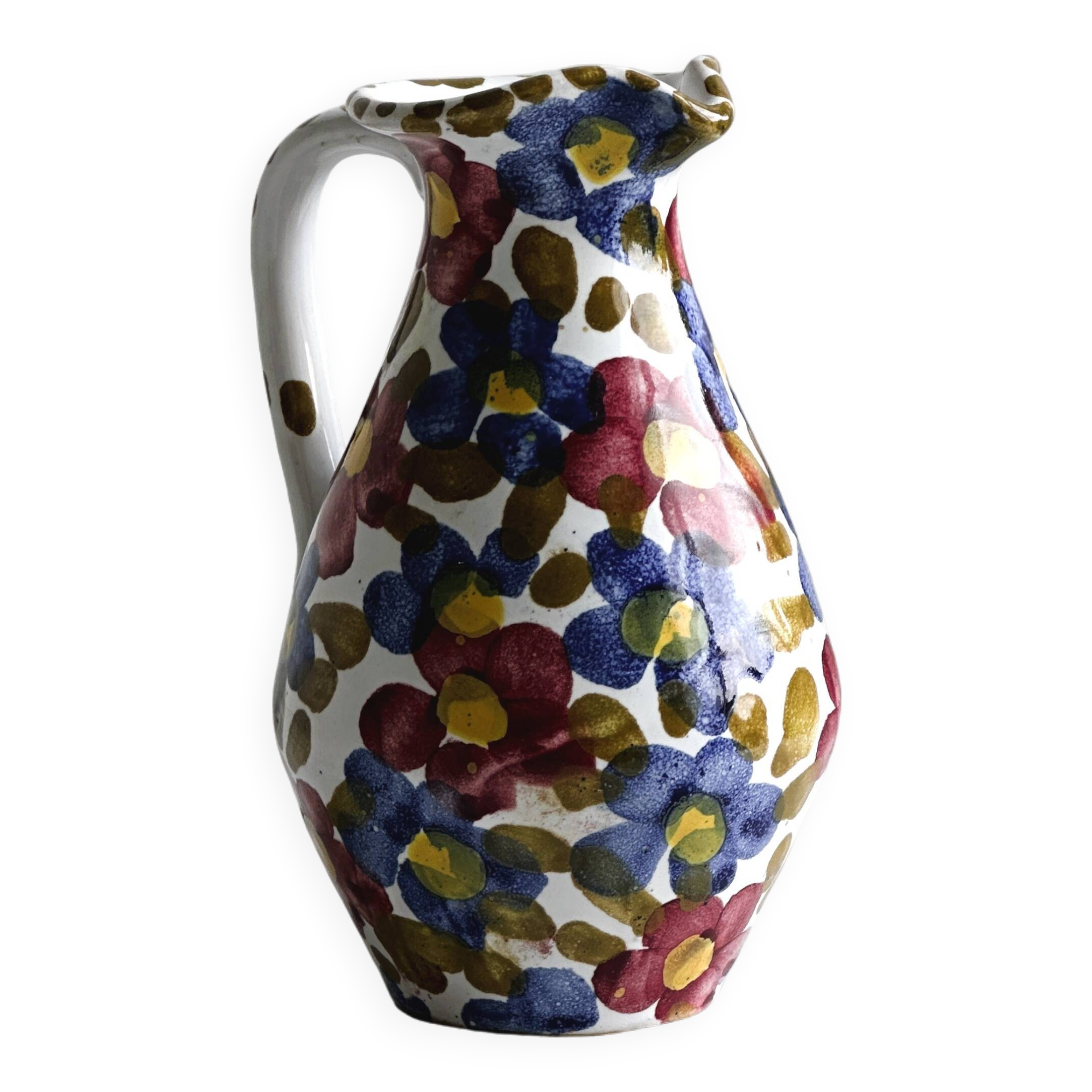 Hand painted ceramic milk jug, oiler