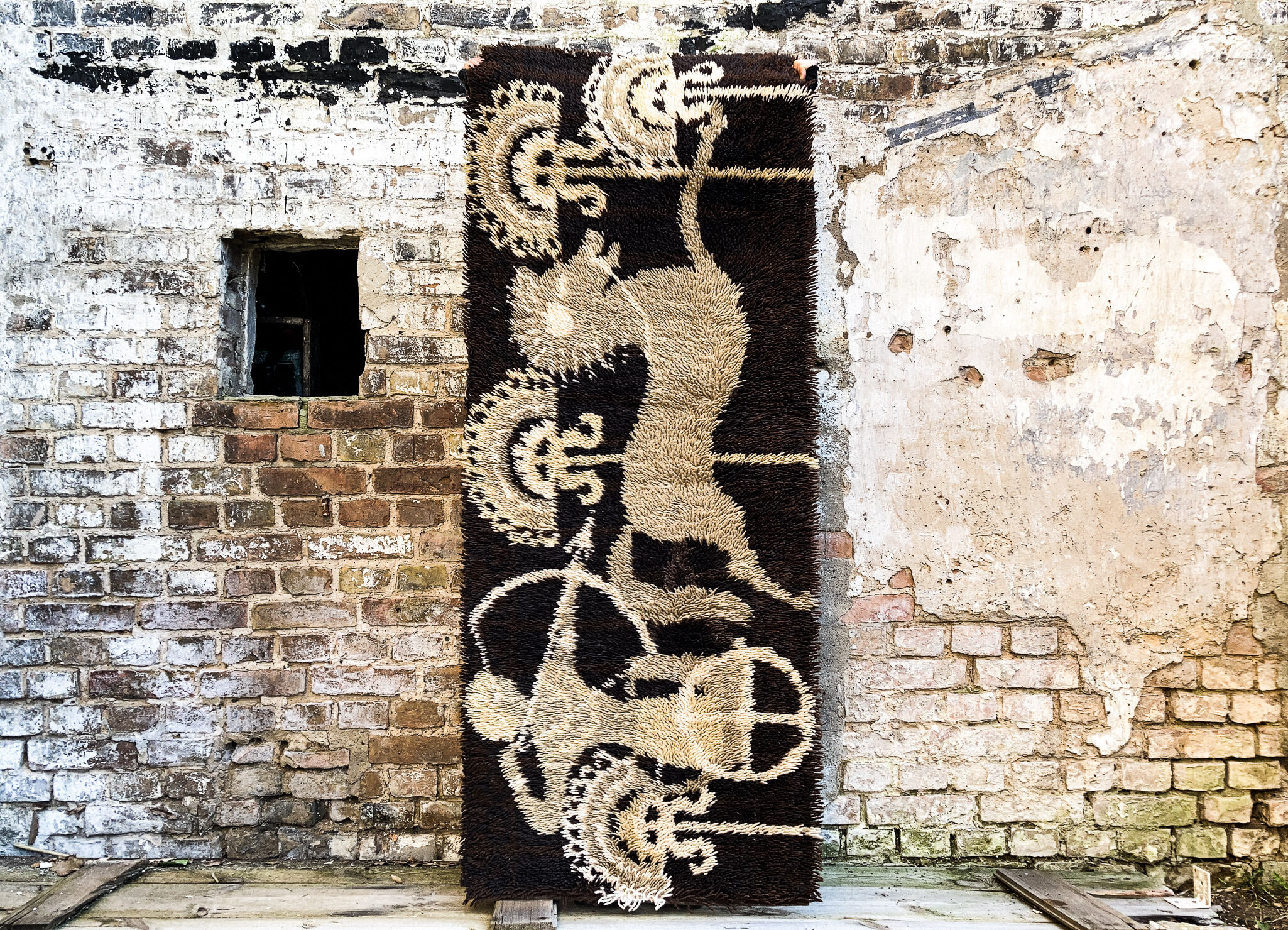 Rya wool mythological carpet handwoven