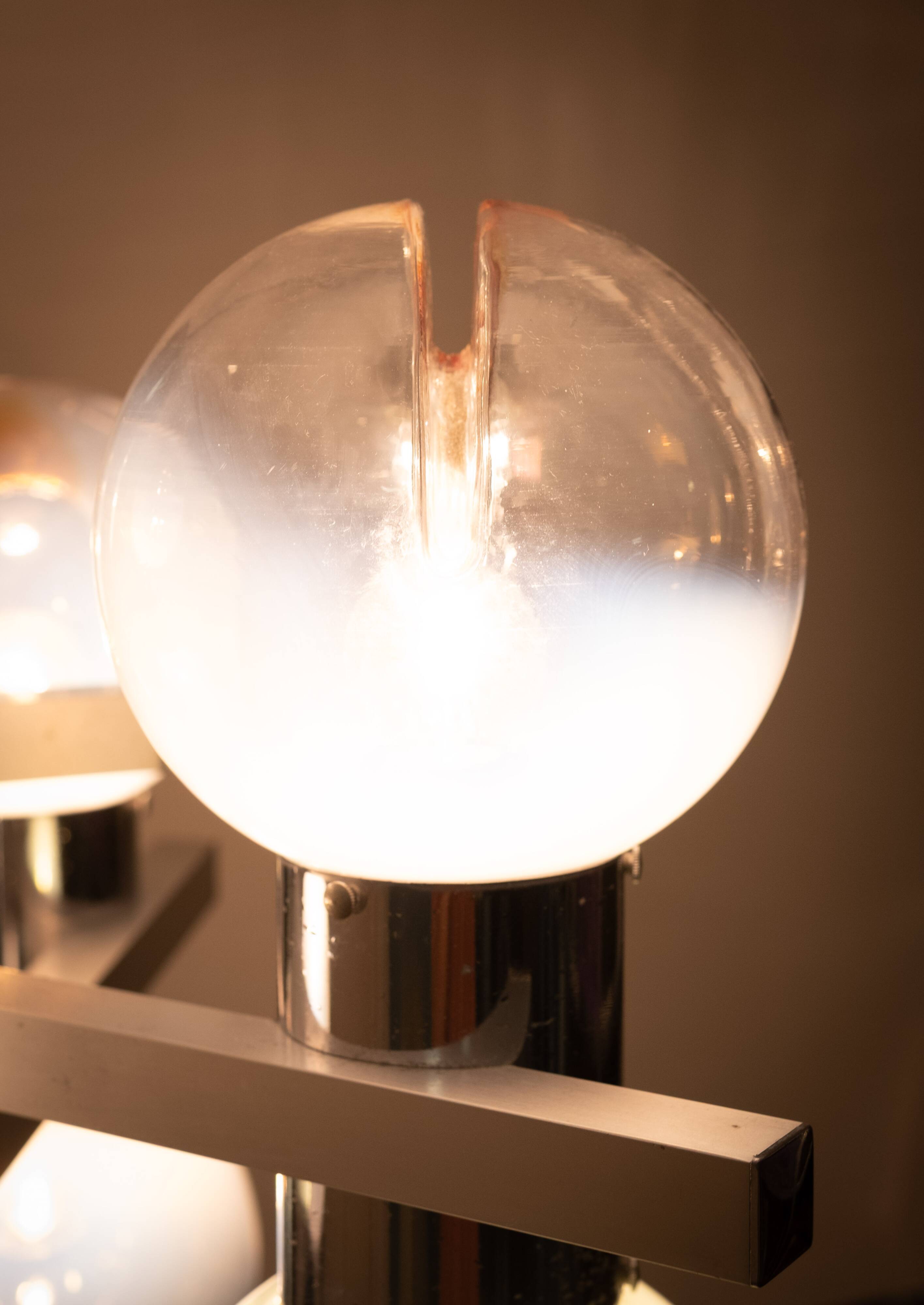 Mazzega Murano Chandelier / Space Age Glass Pendant Light 1970s Italy