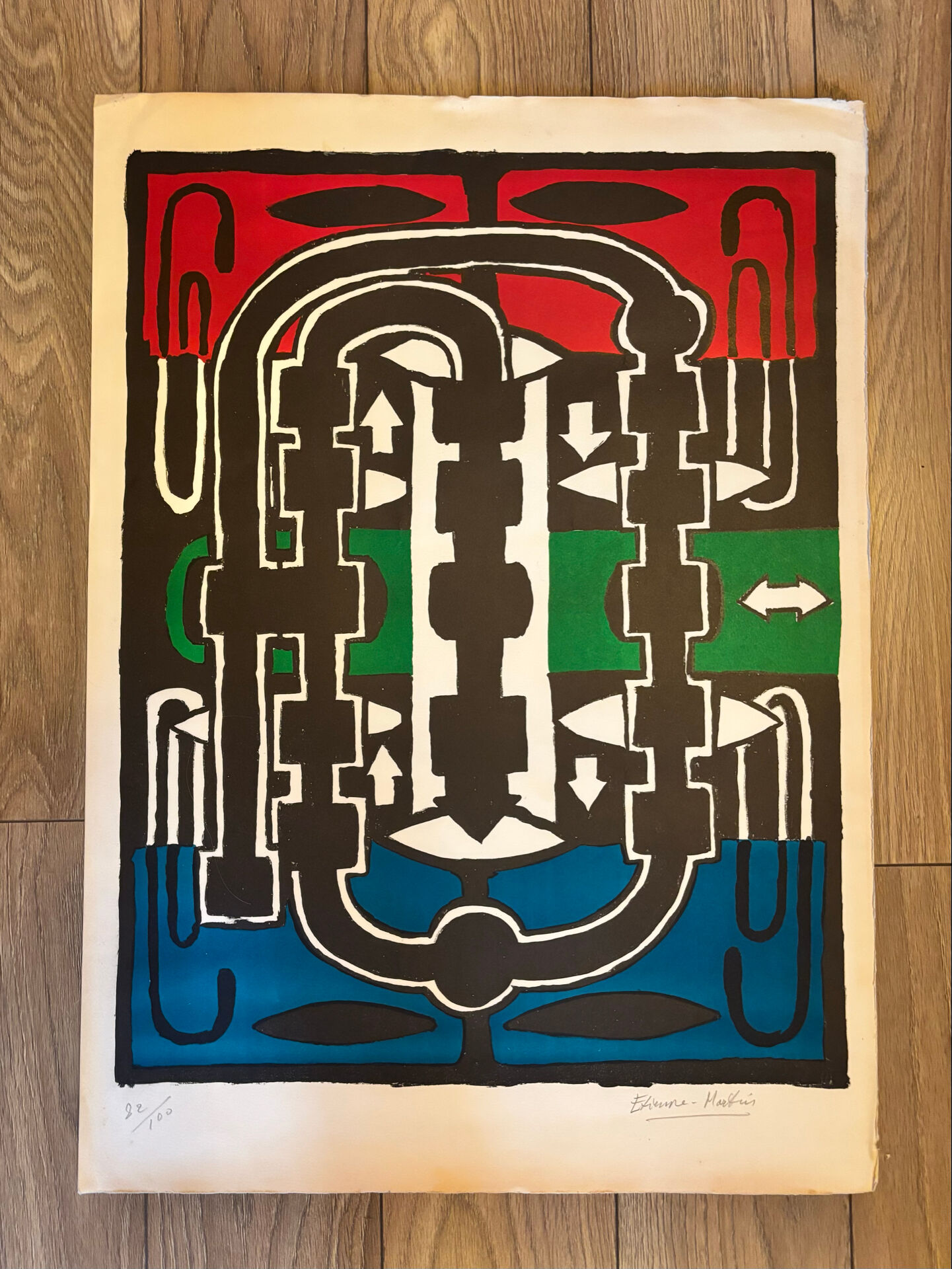 Original lithograph etienne-martin "dwellings" signed numbered 22/1