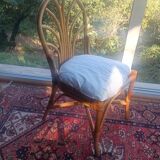 Chaise vintage en rotin et bambou, France, des années 1960