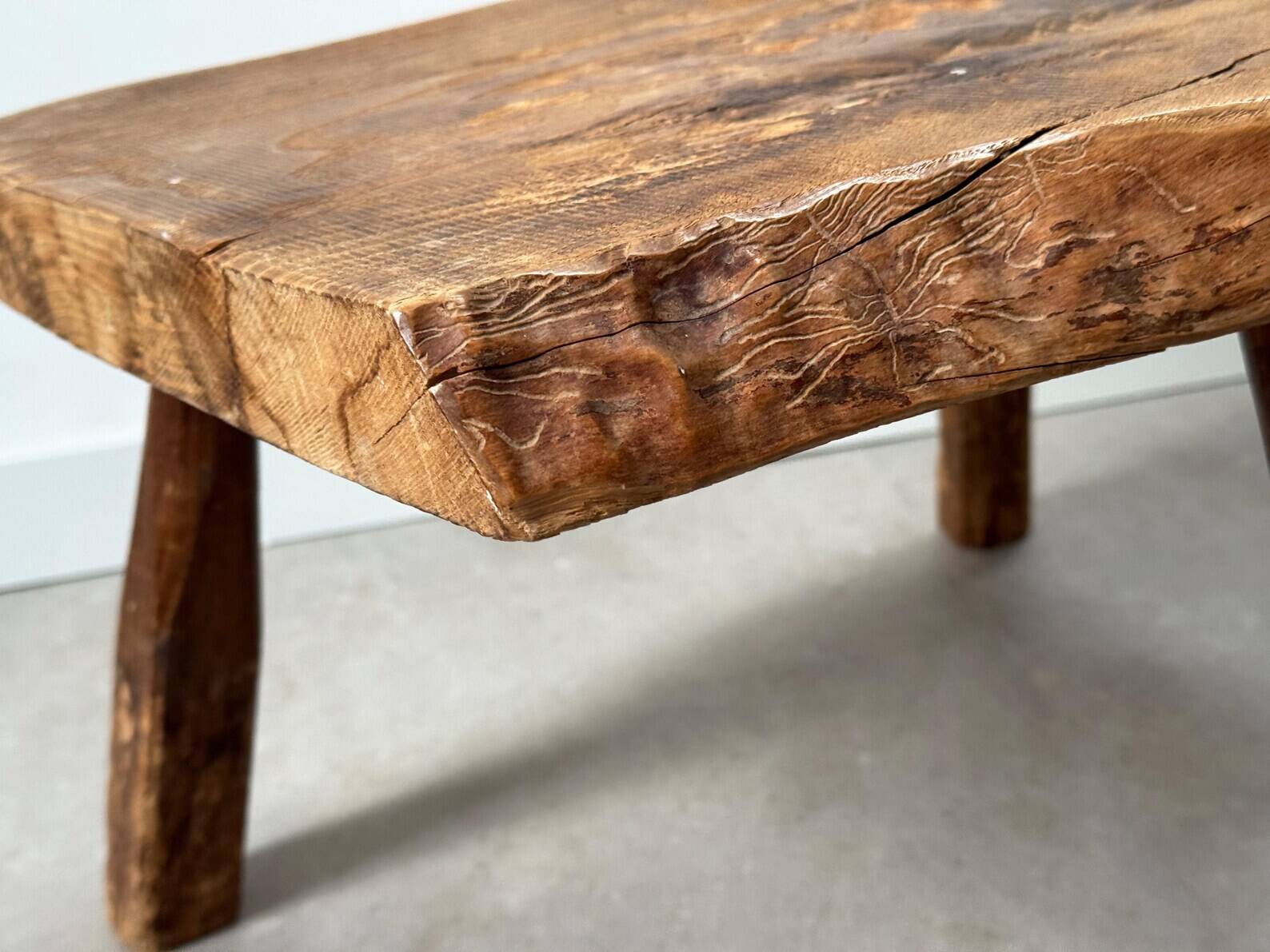 Mid Century rustic tree trunk side table