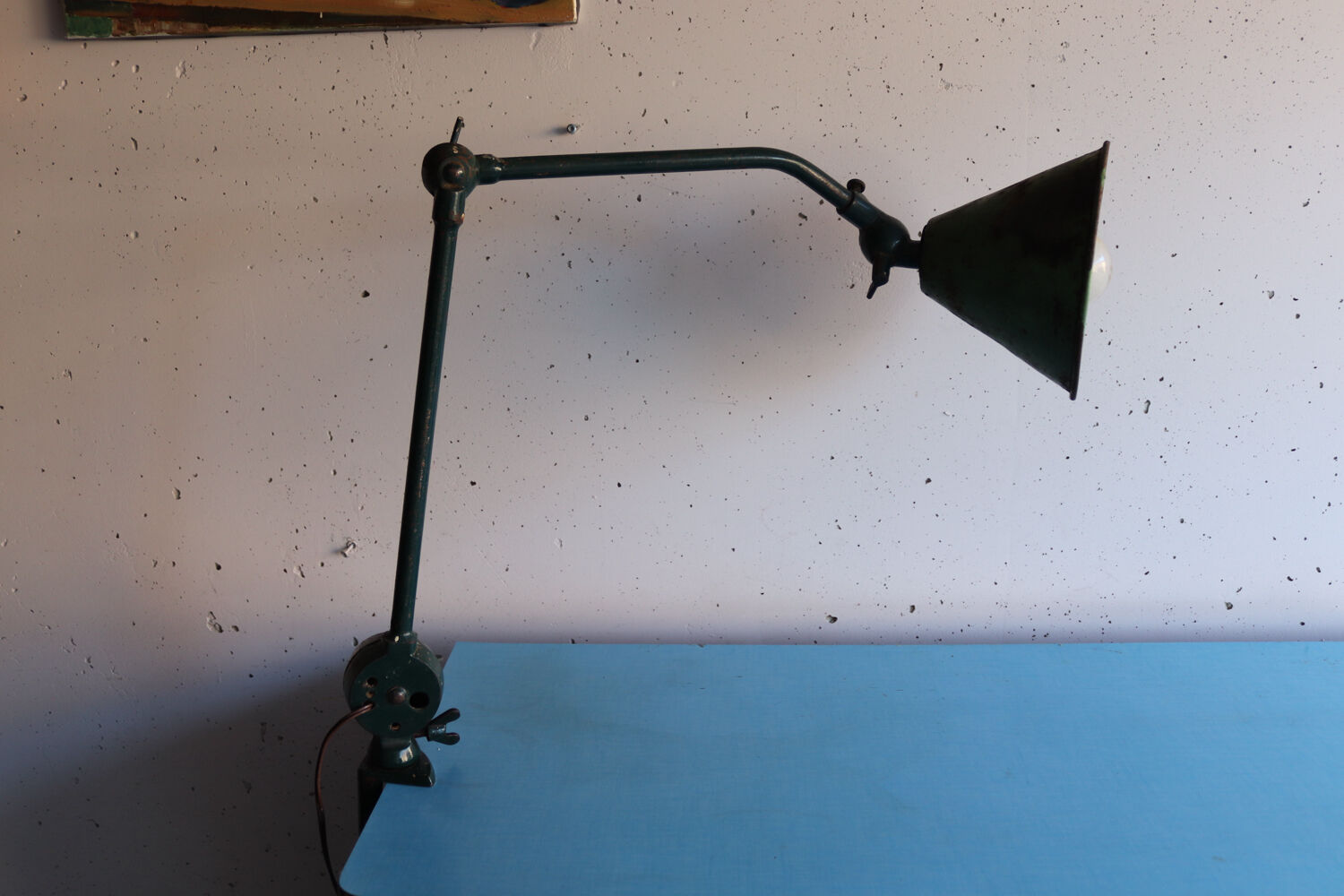 ELAUL articulated workshop lamp with clamp – 1930s/50s