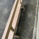 Renovated vintage farmhouse bench with a backrest in solid oak from the 20th century, 180cm.