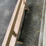 Renovated vintage farmhouse bench with a solid oak back from the 20th century, 180cm.