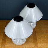White Murano table lamps, 1970s, set of 2
