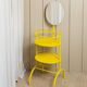 Vintage metal side table with mirror, 1960s - multifunctional yellow shelf from Italy.