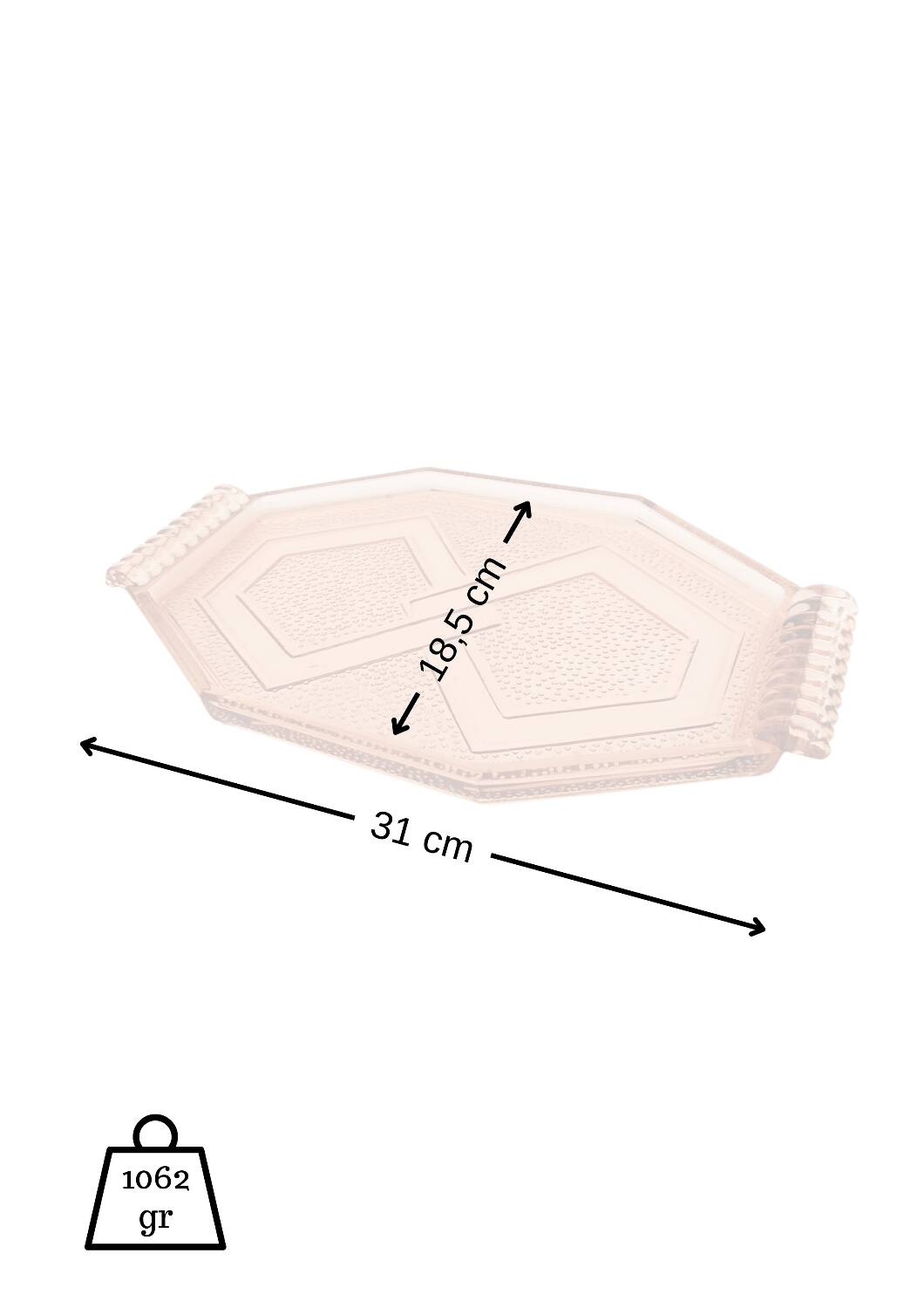 Plateau en verre rose Art Déco