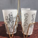 Set of glasses drawn by Cabù