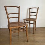 Pair of caned bistro chairs