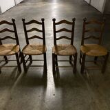 4 Charles Dudouyt style wooden and straw chairs