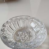 Ashtray/empty vintage pocket in cut bohemian crystal. decorated with diamond tips, braces