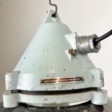 Aluminium and enameled bomb proof pendant lamp 70s