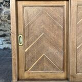 Old oak craft cabinet with sliding door