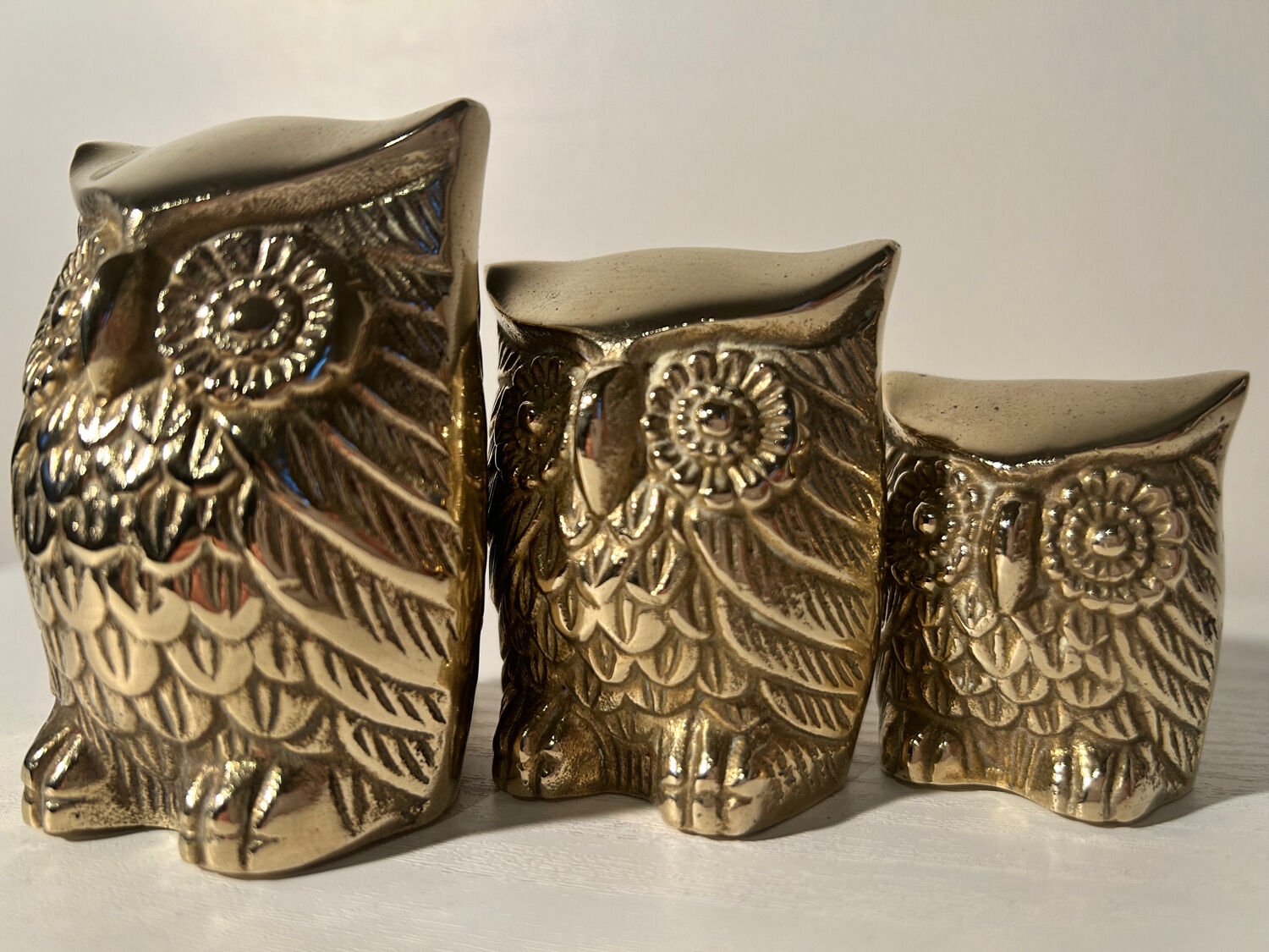 3 owls golden brass owl