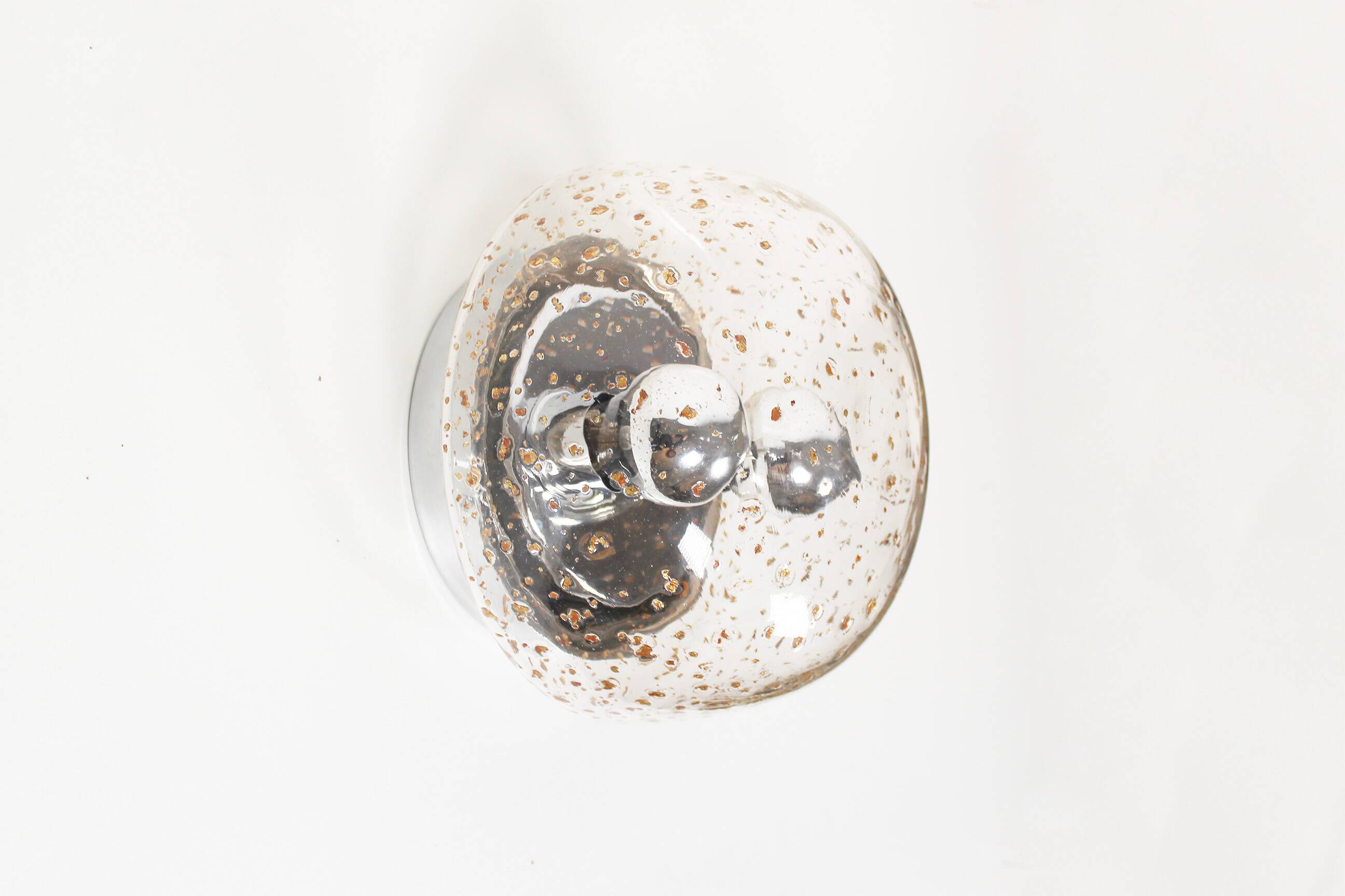 Polished metal and goldflake glass wall lamp by Doria