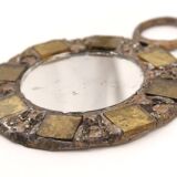 Mirror in lead and yellow-green glass by Irena Jaworska, 1960s