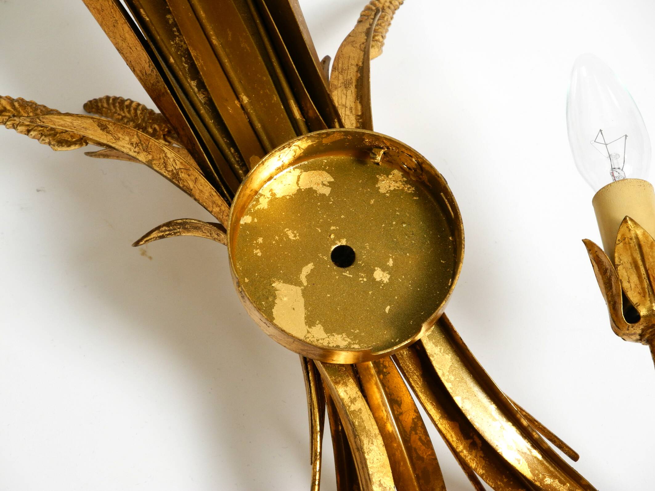 Beautiful large 70s gold-plated 2-armed metal wall lamp by Hans Kögl