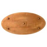 Table basse ovale vintage en noyer massif, Italie années 60