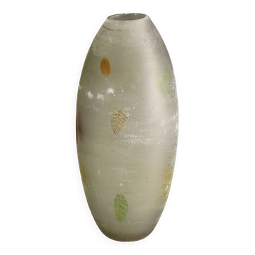 Vase en verre 'A Scavo' de Gino Cenedese avec feuilles d'automne