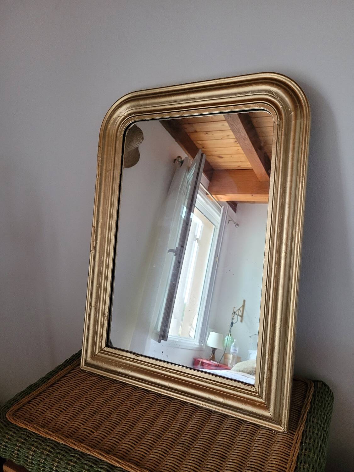 Louis Philippe wooden and gilded stucco mirror