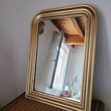 Louis Philippe wooden and gilded stucco mirror