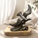 Modernist Bird in Flight Sculpture on Breccia Marble Base — France, 1
