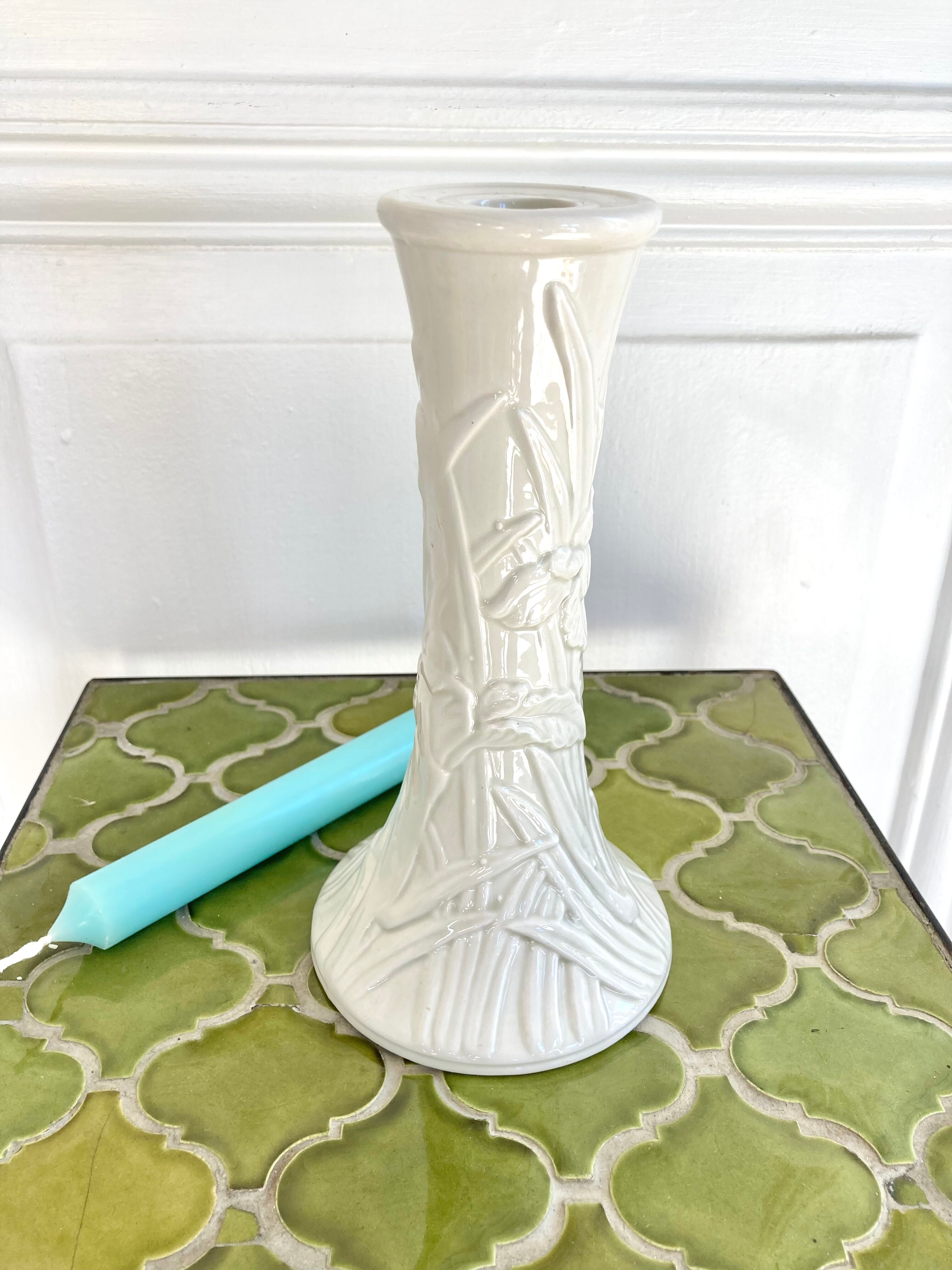 Ceramic candle holder iris flower