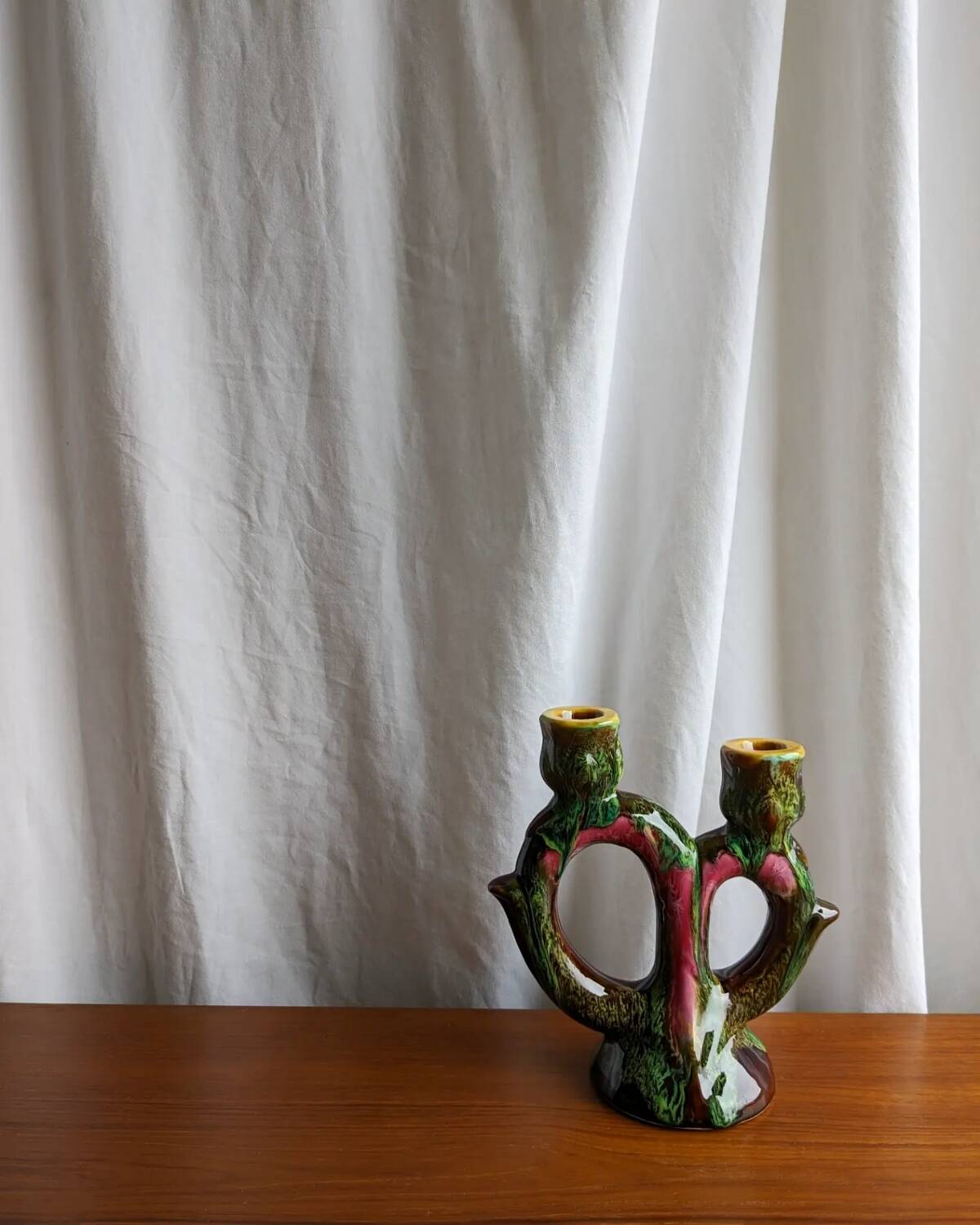 Glazed ceramic candle holder