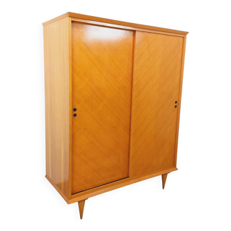 Vintage oak wardrobe from the 1960s.