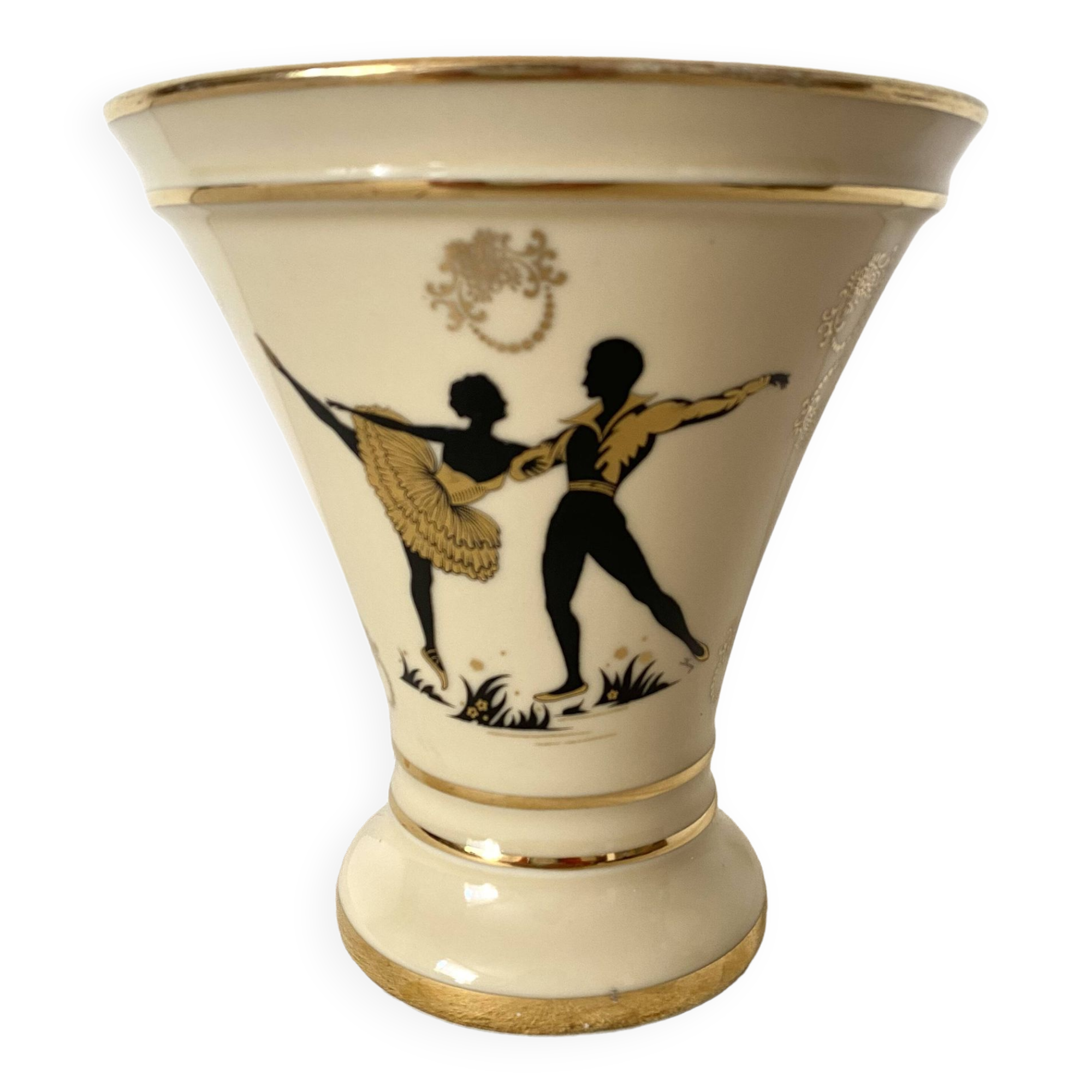 Antique "dancers" vase in opaline St Uze glass