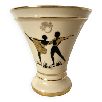 Vase ancien "danseurs " en verre opalin st uze