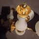brass and white opaline wall lights
