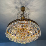 Cascade chandelier with crystal and bronze tassels
