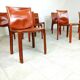 Red leather dining chairs Italy, 1970s - set of 8