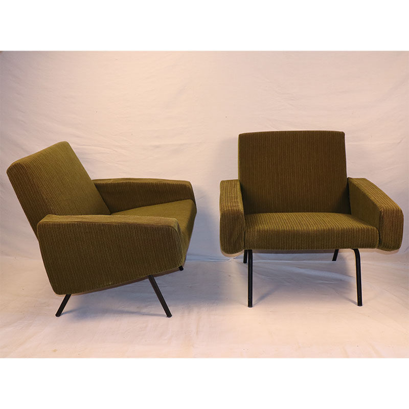 Pair of armchairs by Joseph André Motte, model 743 edited by Steiner 1950