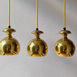 Set of three Vintage Golden Bell Scandi-Lamp Pendant Lamps 1960's Denmark