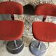 Pair of vintage bar stools with backrest - stainless steel base - 1960