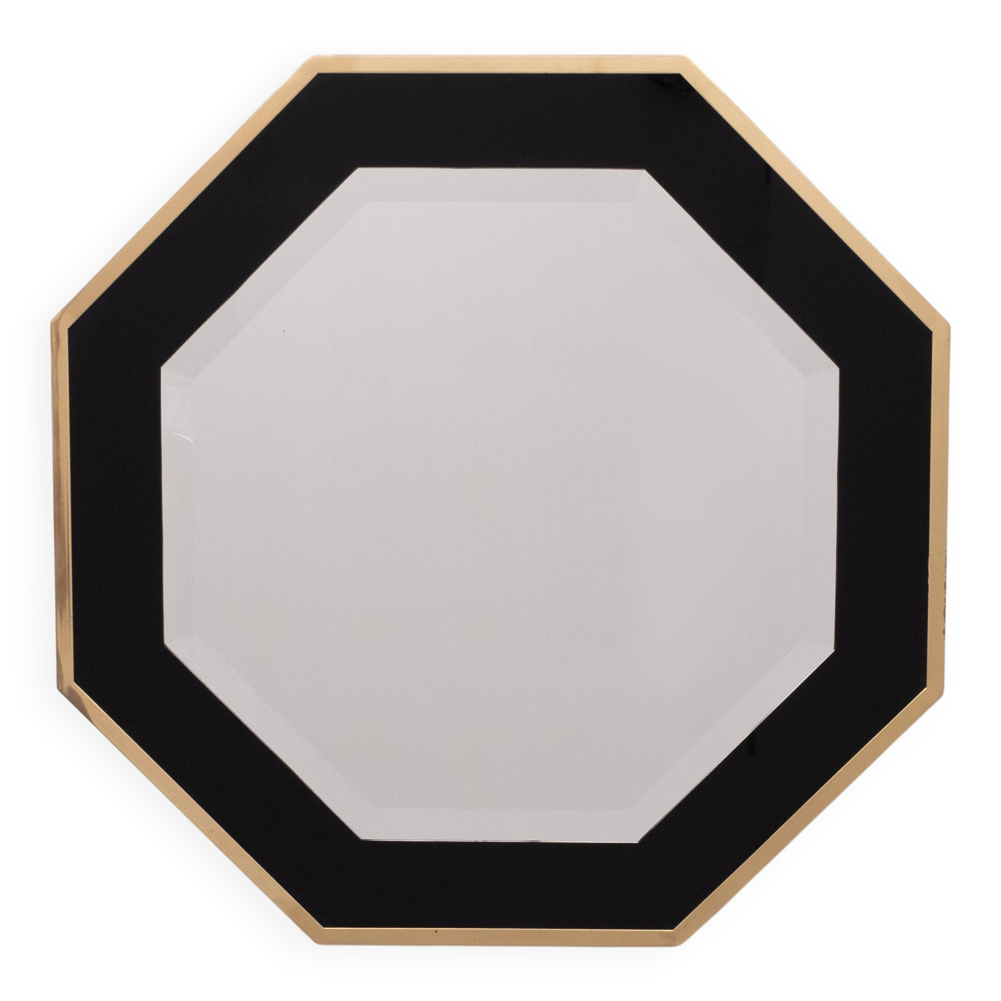 Octagonal Mirror frame in brass 1970s
