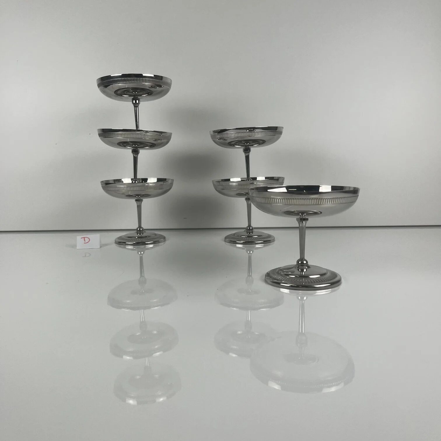 Lot de 6 coupes à glaces en métal, 1970 - Modèle D