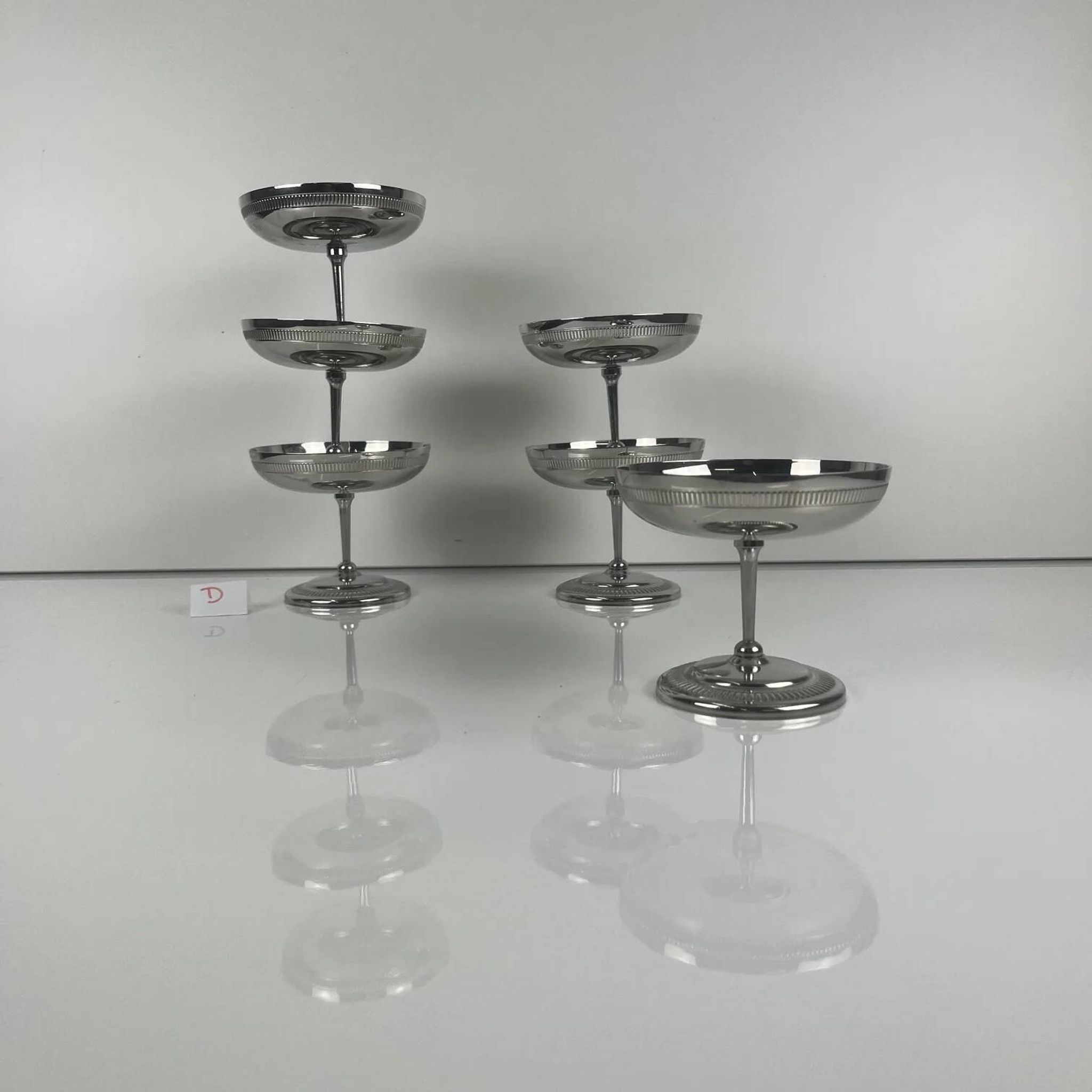Lot de 6 coupes à glaces en métal, 1970 - Modèle D