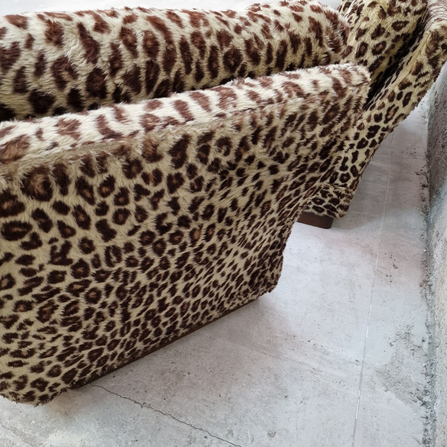 Vintage sofa in leopard fabric