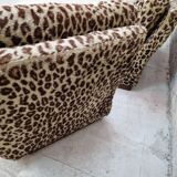 Vintage sofa in leopard fabric