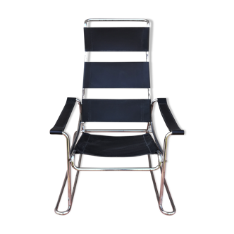 Rocking-chair leather & chrome 1950