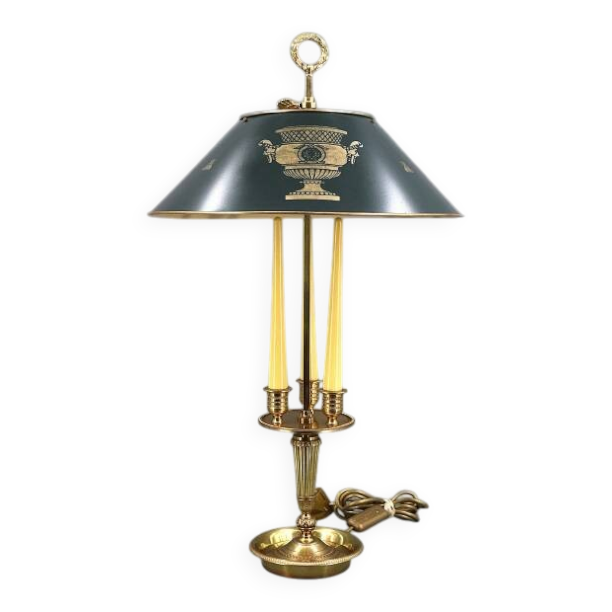 Empire Style Solid Bronze Bouillotte Lamp with Sheet Metal Shade