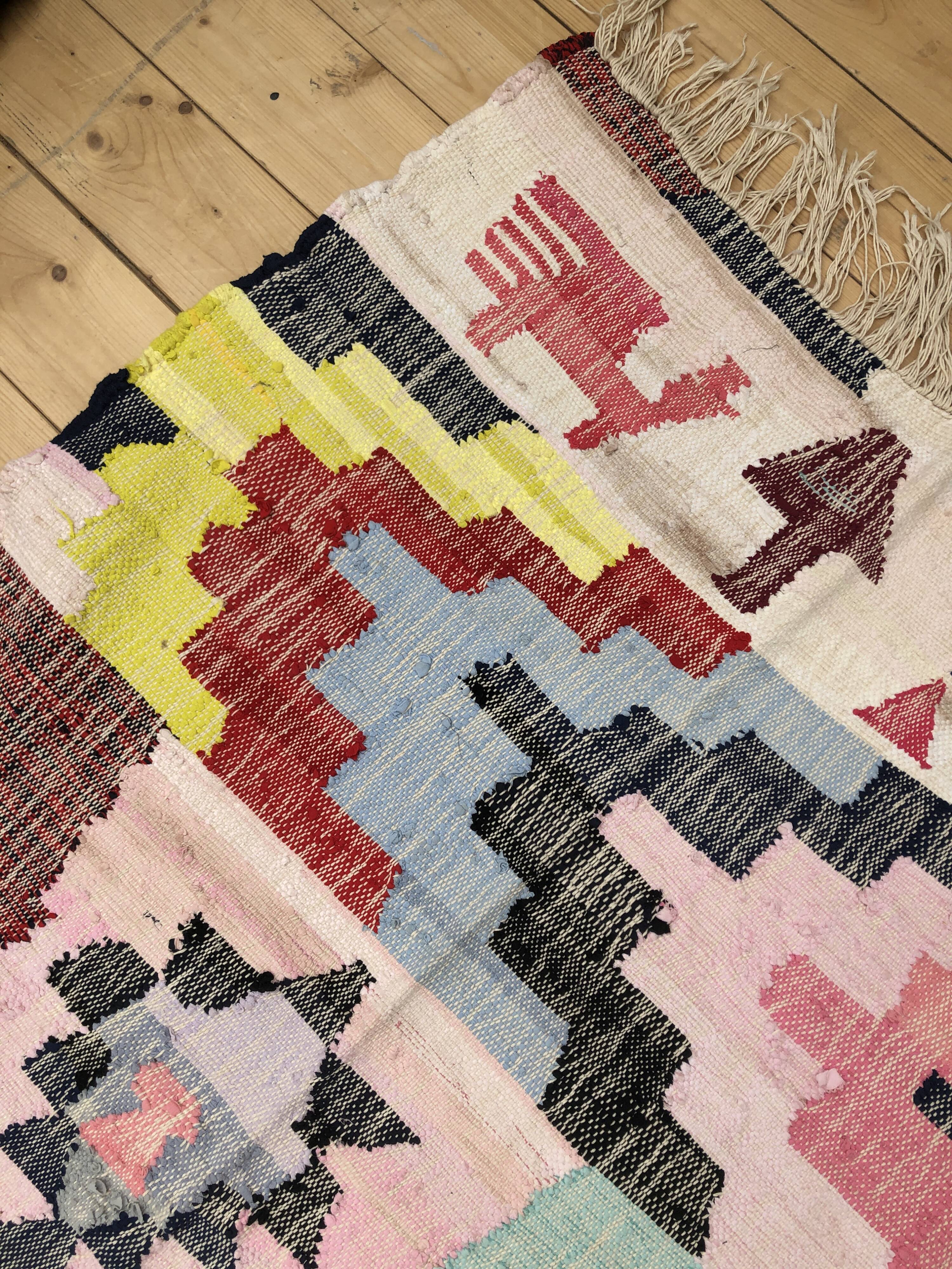 Moroccan Berber carpet Kilim Boucherouite Neuf 1, 68x1m