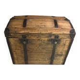 Malle ancienne en bois rénovée – coffre de rangement / déco vintage
