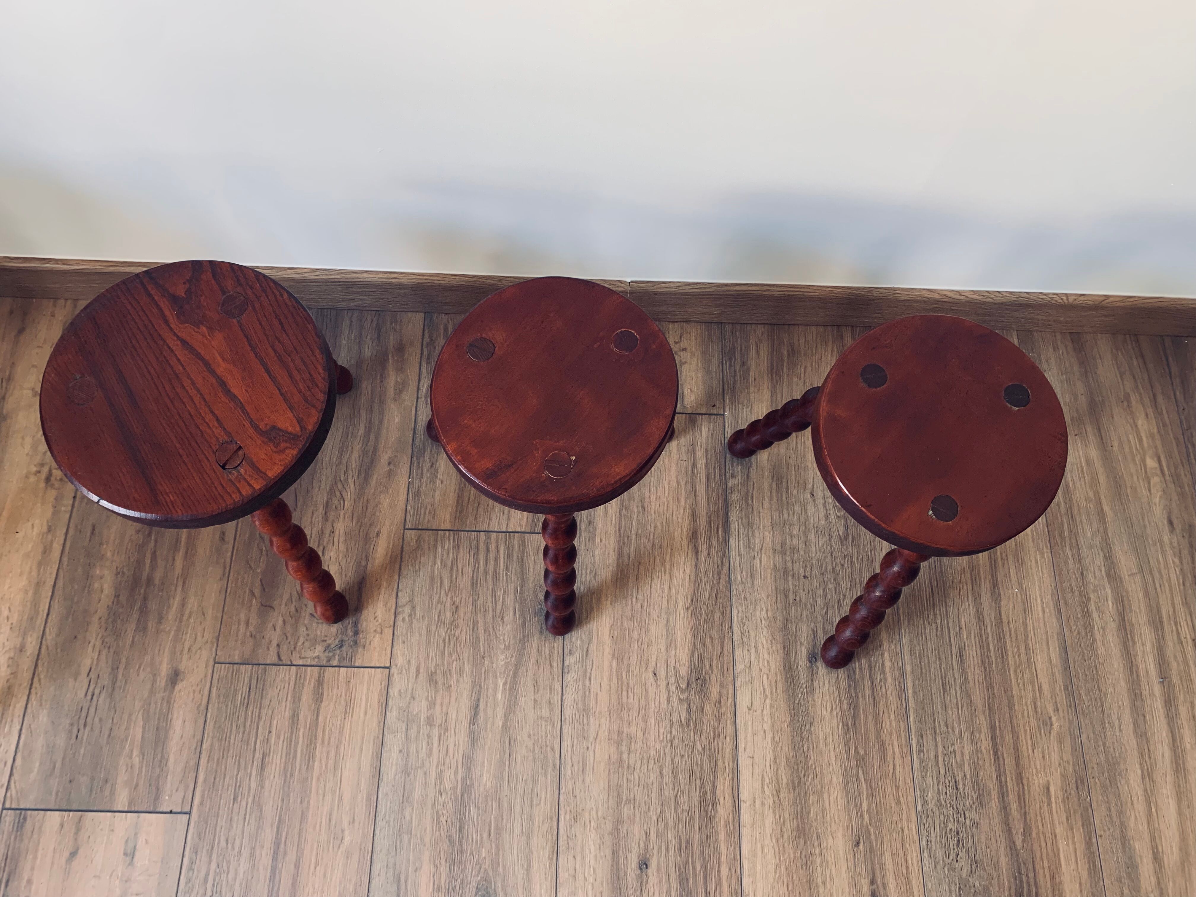 Set of 3 red stools