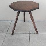 Antique wooden tripod side table with carved ball legs, 19th century